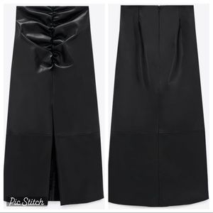 ZARA | Faux Leather Midi Skirt